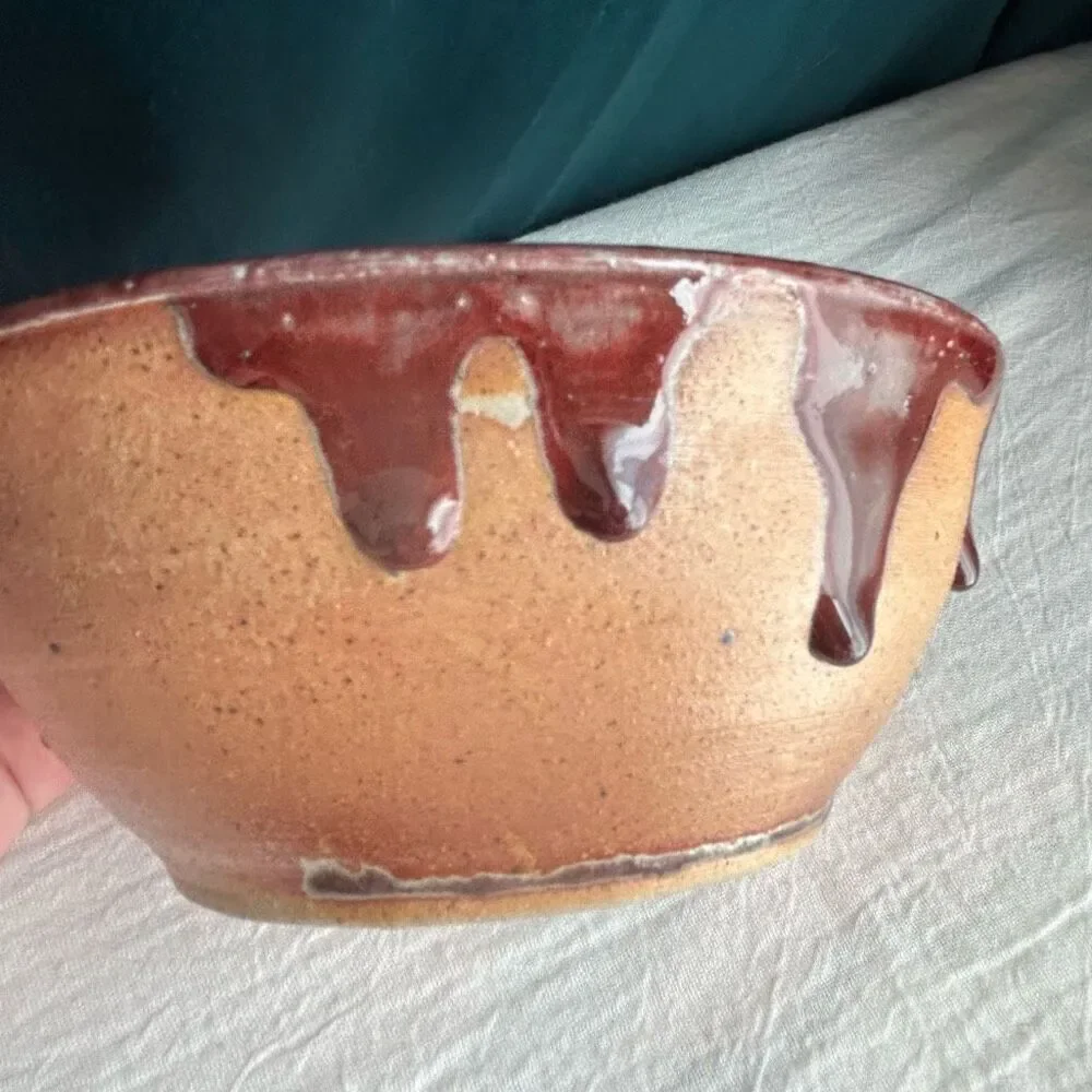 Blue Ridge Pottery BRP Red Purple Heavy Drip Glaze Bowl
